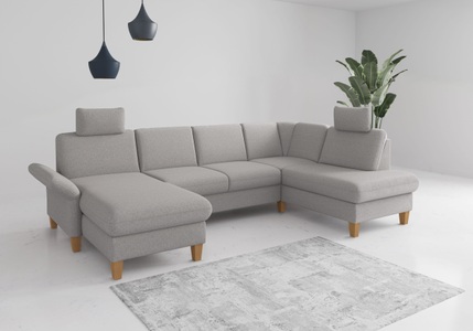 Home affaire Wohnlandschaft »Rochelle, U-Form«, optional mit Armteilverstellung, mit Bettfunktion & Bettkasten