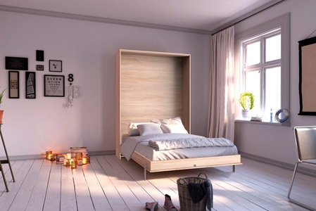Wimex, Wimex Schrankbett »Juist«, MID.YOU Schrankbett 120/200 cm eichefarben , Juist , Metall , Birke , Schichtholz , 120 cm , Dekorfolie,Echtholz,Nachbildung , Federholzleisten verleimt , 001787055914