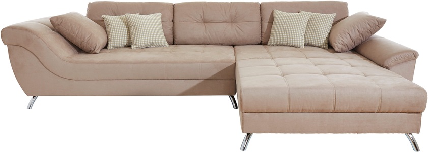 Places of Style Ecksofa, mit eingearbeiteter Kaltschaummatte und attraktiver Steppung, inklusive Kissen, Recamiere links oder rechts montierbar, frei im Raum stellbar