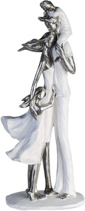 Schubiger, Figur Skulptur Familienglück H: 37 cm, Casablanca by Gilde Dekofigur »Skulptur Familienglück, weiss/silber«, Dekoobjekt, Höhe 37, Familie, mit Spruchanhänger, Wohnzimmer