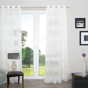 DECOLIFE, decolife Gardine »Estelle«, (1 St.), Ösenschal mit Blockstreifen weiss, decolife Gardine »Estelle«, (1 St.), Ösenschal mit Blockstreifen weiss