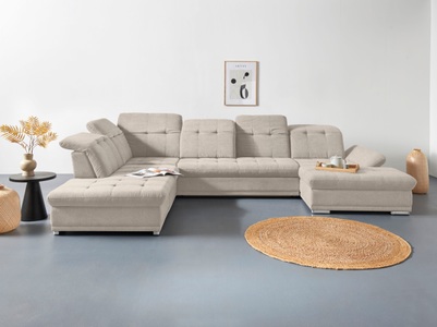 COTTA Wohnlandschaft »Holiday U-Form«, Sitztiefenverstellung, wahlweise mit Bettfunktion inkl. Bettkasten