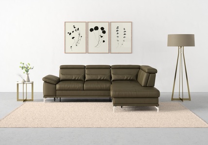 SIT&MORE, sit&more Ecksofa »Cabrio«, mit Sitztiefenverstellung und Federkern, 3 Nierenkissen, sit&more Ecksofa »Cabrio L-Form, B: 274 cm, mit Sitztiefen-, Arm- & Kopfteilverstellung« 3 Nierenkissen, Federkern, optional Bettfunktion und Stauraum