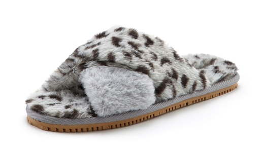 Lascana, LASCANA Hausschuh, mit Leo-Print, LASCANA Hausschuh »Pantoffel«, Mule, Sandale, offener Schuh, Pantolette, Leo Print, kuschelig VEGAN
