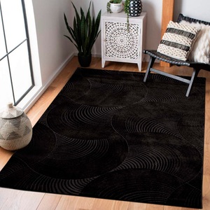 Carpet City, Carpet City Teppich, rechteckig, Kurzflor Wohnzimmer, 3D-Optik, für Schlafzimmer, Flur, Carpet City Teppich »Friseé-Teppich FANCY 647«, rechteckig, 12 mm Höhe, Kurzflor,3D-Optik,Kreisförmiges Muster, Wohnzimmer,Schlafzimmer