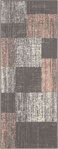 White Label, White Label - Design-Velourteppich - 80 x 250 cm - Grau, Rosa, my home Läufer »John«, rechteckig, 8 mm Höhe, Kurzflor, Patchwork Design, Used-Look, ringsum gekettelt