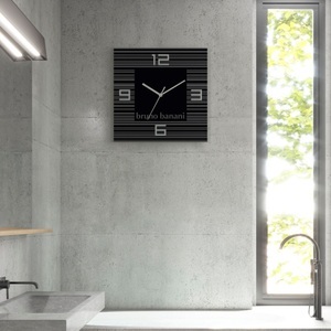 Bruno Banani, Bruno Banani Wanduhr »Thin Stripes auf Alu«, analog, 30 cm, Bruno Banani Wanduhr »Thin Stripes auf Alu«, analog, 30 cm