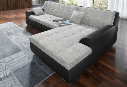 DOMO collection, DOMO collection Ecksofa, DOMO collection Ecksofa Treviso, wahlweise mit Bettfunktion, incl. Zierkissen