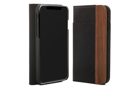 Apple, Woodcessories - iPhone 11 EcoWallet Echt Holz Hülle Walnuss FSC Zertifiziert - Dunkelbraun, 