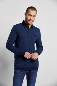 Bugatti, bugatti Langarm-Poloshirt, mit Brusttasche, 