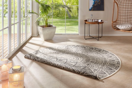Freundin home collection, freundin Home Collection Teppich »Lilja«, rund, 5 mm Höhe, In-und Outdoor geeignet, Mandala, Wohnzimmer, Balkon, Terrasse, Garten, Pflegeleicht, Flachgewebe, Wendbar, freundin Home Collection Teppich »Lilja«, rund, 5 mm Höhe, In-& Outdoor, Wendeteppich, Wetterfest, Balkon, Garten, Wohnzimmer