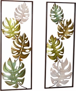 HOME AFFAIRE, Home affaire Wanddekoration (2er Set), HOFMANN LIVING AND MORE Wanddekoobjekt »Monstera«, (Set, 2 St.), Wanddeko, aus Metall