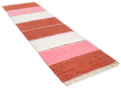Theko®die Markenteppiche, Theko®die Markenteppiche – Handwebteppich Walter Rot 003, THEKO Läufer »Stripe Cotton«, rechteckig, 5 mm Höhe, Handweb Flachgewebe, reine Baumwolle, handgewebt, mit Fransen