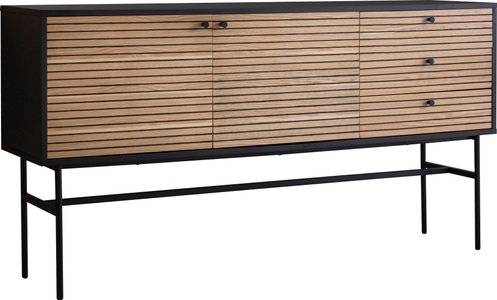 mutoni casual, Sideboard Echtholzfurnier 160x40x85 schwarz, SalesFever Sideboard, Kommode im Scandi Design