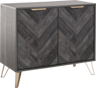 LEONIQUE, Leonique Sideboard »Nanterie«, aus einer edlen Holzoptik, mit exklusivem Fischgrätenmuster, mit 2 verstellbare Einlegeböden, Gestell aus goldfarbenem Metall, Breite 90 cm, Leonique Sideboard »Nanterie«, aus edler Holzoptik, mit exklusivem Fischgrätenmuster, Breite 90 cm