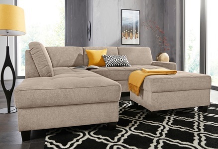 DOMO collection, DOMO collection Ecksofa, DOMO collection Ecksofa »Florentina L-Form«, wahlweise mit Bettfunktion, mit Kontrastnaht