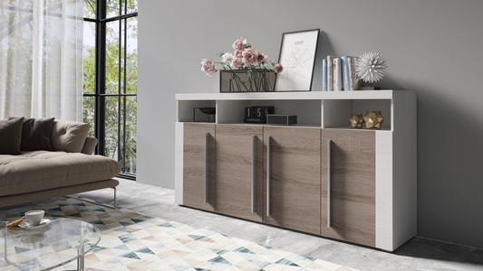 SERIE ROGER, Sideboard »Serie Roger«, Breite 182cm, INOSIGN Sideboard »Roger,Breite 182cm, stilvolle Schrank mit 4 Türen«, Kommode mit viel Stauraum, Einlegeböden verstellbar