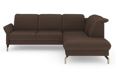 sit&more Ecksofa »Fashion«, wahlweise mit Kopfteilverstellung und Vorziehsitz, motorisch, mit satinierten Nickelfüssen
