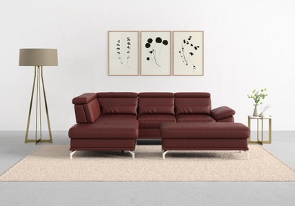 SIT&MORE, sit&more Ecksofa »Cabrio«, mit Sitztiefenverstellung und Federkern, 3 Nierenkissen, sit&more Ecksofa »Cabrio L-Form, B: 274 cm, mit Sitztiefen-, Arm- & Kopfteilverstellung« 3 Nierenkissen, Federkern, optional Bettfunktion und Stauraum