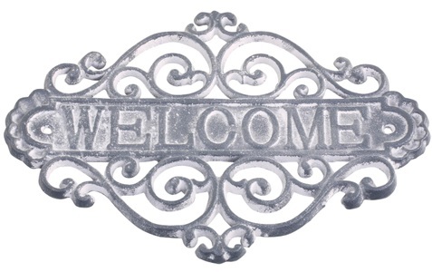 undefined, Metallschild »Antique Schild Welcome«, Chic Living Metallschild »Schild Welcome, antique Grau«