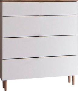 MID.YOU, MID.YOU Kommode 81/102/41 cm , Skagen , Weiss, Eichefarben , Metall , Buche , vollmassiv , 6 Schubladen , 81x102x41 cm , Dekorfolie,Echtholz, Nachbildung , 001787084203, 