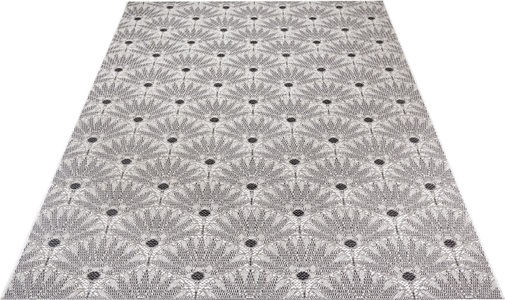 White Label, White Label - Teppich In-& Outdoor - 80 x 150 cm; - Creme, Schwarz, Leonique Teppich »Kaia«, rechteckig, 3 mm Höhe, florales Muster, strapazierfähig & pflegeleicht, Flachgewebe