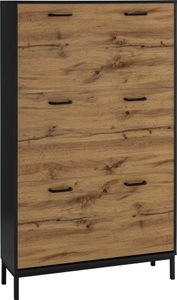 PLACES OF STYLE, Places of Style Schuhschrank »Rocco«, mit 3 Klappen, mit Platz für 22-26 Paar Schuhe, Griffe aus Metall, Breite 80 cm, Höhe 140 cm, Places of Style Schuhschrank »Rocco«, mit 3 Klappen, Griffe aus Metall, Breite 80 cm, Höhe 140 cm