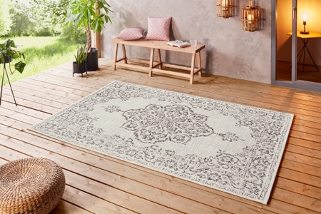BOUGARI, Teppich, »Tilos«, bougari, rechteckig, Höhe 8 mm, maschinell gewebt, NORTHRUGS Teppich »Tilos«, rechteckig, 8 mm Höhe, In- & Outdoor, Kurzflor, Orientalisch, Vintage, Wohnzimmer, Garten