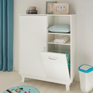 Roba, roba® Highboard »Nordic, weiss«, mit Wäschekorb, Made in Europe, roba® Hochkommode »Nordic, weiss«, mit Wäschekorb; Made in Europe