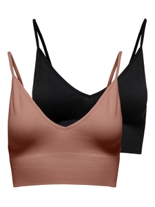 ONLY Bustier »ONLVICKY ? BH-Tops mit geripptem Detail im 2er-Pack«, figurbetont, modisch, Materialmix, Jersey, Spaghettiträger