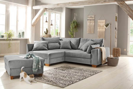 HOME AFFAIRE, Home affaire Ecksofa »Helena«, wahlweise mit Bettfunktion, Federkern, lose Kissen versch. Grösse, Home affaire Ecksofa, wahlweise mit Bettfunktion, verschiedene Bezugsarten