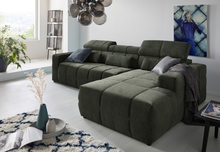 DOMO collection, DOMO collection Ecksofa, DOMO collection Ecksofa »Brandon grosse Ausführung B/T/H: 289/177/80 cm, auch in Leder und Cord«, mit Kopfteilverstellung, wahlweise Sitztiefenverstellung, L-Form