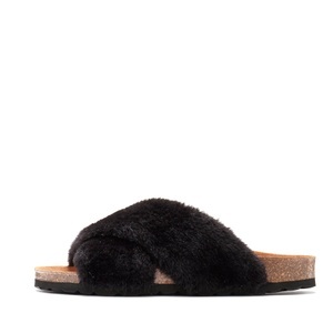 Lascana, LASCANA Pantolette, LASCANA Pantolette »Hausschuh, Mule, Sandale, offener Schuh,«, mit Korkfussbett und Fellimitat