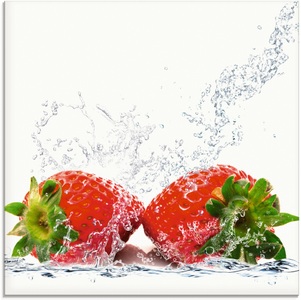 Artland Glasbild »Erdbeeren mit Spritzwasser«