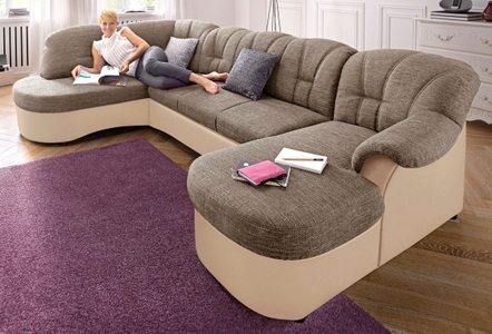 DOMO collection, DOMO collection Wohnlandschaft, DOMO collection Wohnlandschaft »Flores auch in Leder-Bezug, B/T/H: 293/180/86 cm, U-Form« wahlw. mit Bettfunktion, wahlw. mit Federkern, Unser Dauertiefpreis