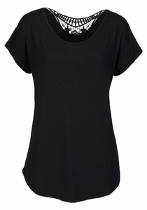 Lascana, LASCANA Strandshirt, LASCANA Strandshirt, mit Spitzeneinsatz, T-Shirt, lockere Passform, casual-chic
