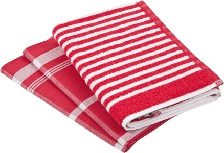 Ross, ROSS Geschirrtuch »Exclusiv«, (Set, 3 tlg.), 1x Küchen-Frottiertuch 50x50 cm mit Streifen und 2 Geschirrtücher 50x70 cm mit Karodesign, ROSS Geschirrtuch »Exclusiv« 1x Küchen-Frottiertuch (Streifen) und 2 Geschirrtücher (Karodesign)