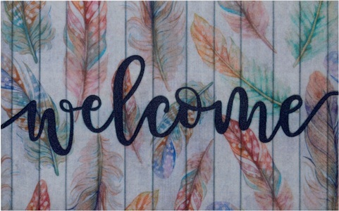 MY HOME, my home Fussmatte »Welcome«, rechteckig, 6 mm Höhe, In- und Outdoor geeignet, mit Schrift, Floral, robust, pflegeleicht, Eingang, Türvorleger, rutschfest, Schmutzfang, my home Fussmatte »Welcome, Türmatte«, rechteckig, 6 mm Höhe, mit Schrift, Floral, Eingang, Türvorleger, rutschfest, Schmutzfang