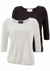 Lascana, LASCANA 3/4-Arm-Shirt, LASCANA 3/4-Arm-Shirt »mit modischem Cut-out«, (2er-Pack), aus weichem Viskose-Stretch