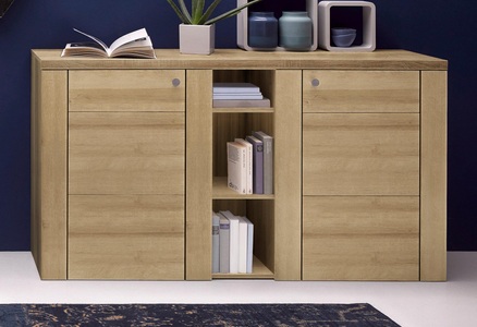SERIE LARONA, Sideboard »Serie Larona«, Breite 155cm, Home affaire Sideboard »Larona, zeitlose Kommode mit 2 Türen, Türkommode, Breite 155 cm,«, Höhe 84 cm, viel Stauraum, Anrichte mit dekorativer Rahmenoptik