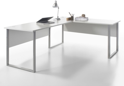 Fredriks, home24 Schreibtisch-Kombination Tux, MID.YOU Eckschreibtisch 170+223/77/73 cm in hellgrau , Office Lux , Metall, Holzwerkstoff , 77x73 cm , Dekorfolie,Nachbildung , seitenverkehrt montierbar , 000887039601