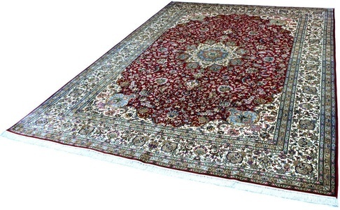Kayoom, Kayoom Seidenteppich »Kashan 999x11«, rechteckig, 10 mm Höhe, Einzelstück mit Zertifikat, Wohnzimmer, Kayoom Seidenteppich »Kashan 999x11«, rechteckig, 10 mm Höhe, Einzelstück mit Zertifikat, Wohnzimmer