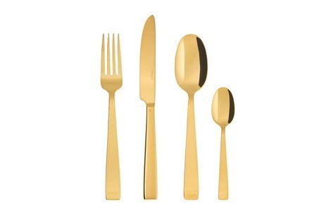 Sambonet, Sambonet Besteck-Set Flat PVD, sambonet Besteck-Set »Flat PVD 24-teilig, Goldfarben«, (Set, 24 tlg.)