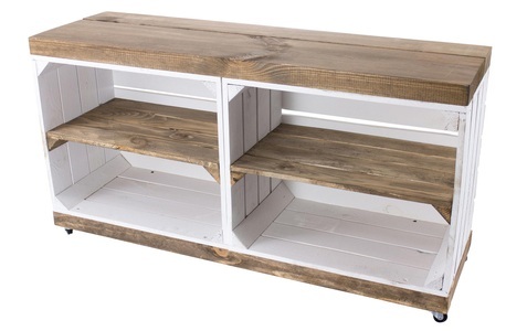 HOLZ ZOLLHAUS, Holz Zollhaus - Regal auf Rollen Vintage, Weiss / Braun, 100 x 50 cm, Holz Zollhaus Mehrzweckregal »auf Rollen Vintage, Weiss / Braun, 100 x 50 cm«