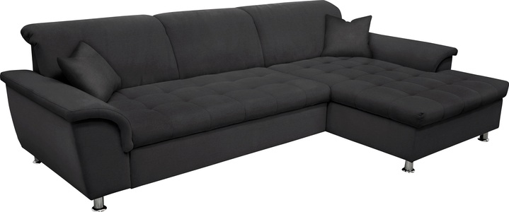 DOMO collection, DOMO collection Ecksofa, DOMO collection Ecksofa »Franzi Steppung im Sitzbereich B7T/H: 278/162/80 cm, L-Form« ohne Funktion, Flachgewebe, graphite
