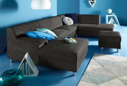 INOSIGN, INOSIGN Wohnlandschaft, wahlweise mit Bettfunktion, Home affaire Wohnlandschaft »Jamie, zeitloses Design, fester Sitzkomfort, viel Platz, U-Form« wahlweise mit Bettfunktion
