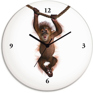 Artland Wanduhr »Baby Sumatra Orang Utan hängt an Seil«