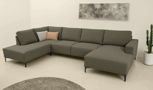 HOME AFFAIRE, Home affaire Wohnlandschaft »Tournon U-Form, XXL Sofa, Breite 333 cm, Webstoff, Chenille«, Designsofa im nordischen Stil, Wellenunterfederung, Metallfüsse, Home affaire Wohnlandschaft »Tournon U-Form, XXL Sofa, Breite 333 cm, Webstoff, Chenille« Designsofa im nordischen Stil, Wellenunterfederung, Metallfüsse