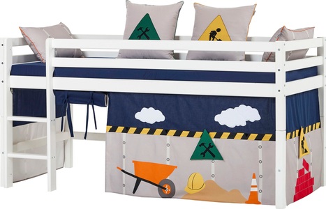 Hoppekids, Hoppekids Hochbett »Construction«, inkl. Vorhang, Matratze und Rollrost, Hoppekids Hochbett »«Construction»«, mit Baustellen-Vorhang Matratze 2 Grössen
