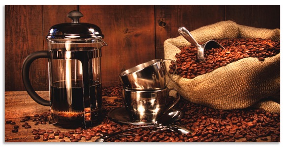 Artland, Artland Wandbild »Sack Kaffeebohnen mit Presse«, Artland Wandfolie »Sack Kaffeebohnen mit Presse«, Getränke, (1 St.), selbstklebend